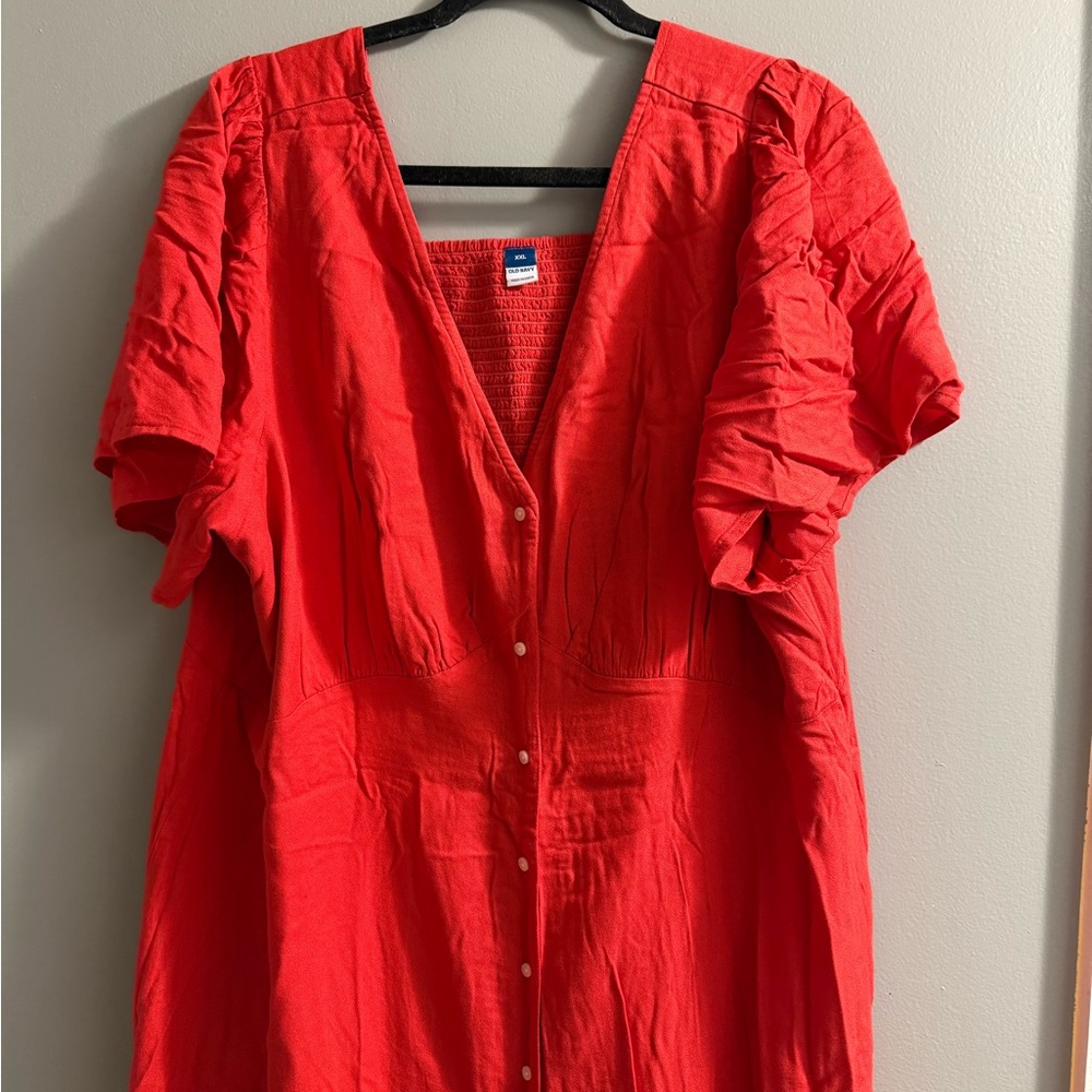 Old Navy Vibrant Red Midi Dress - Picture 3 of 4